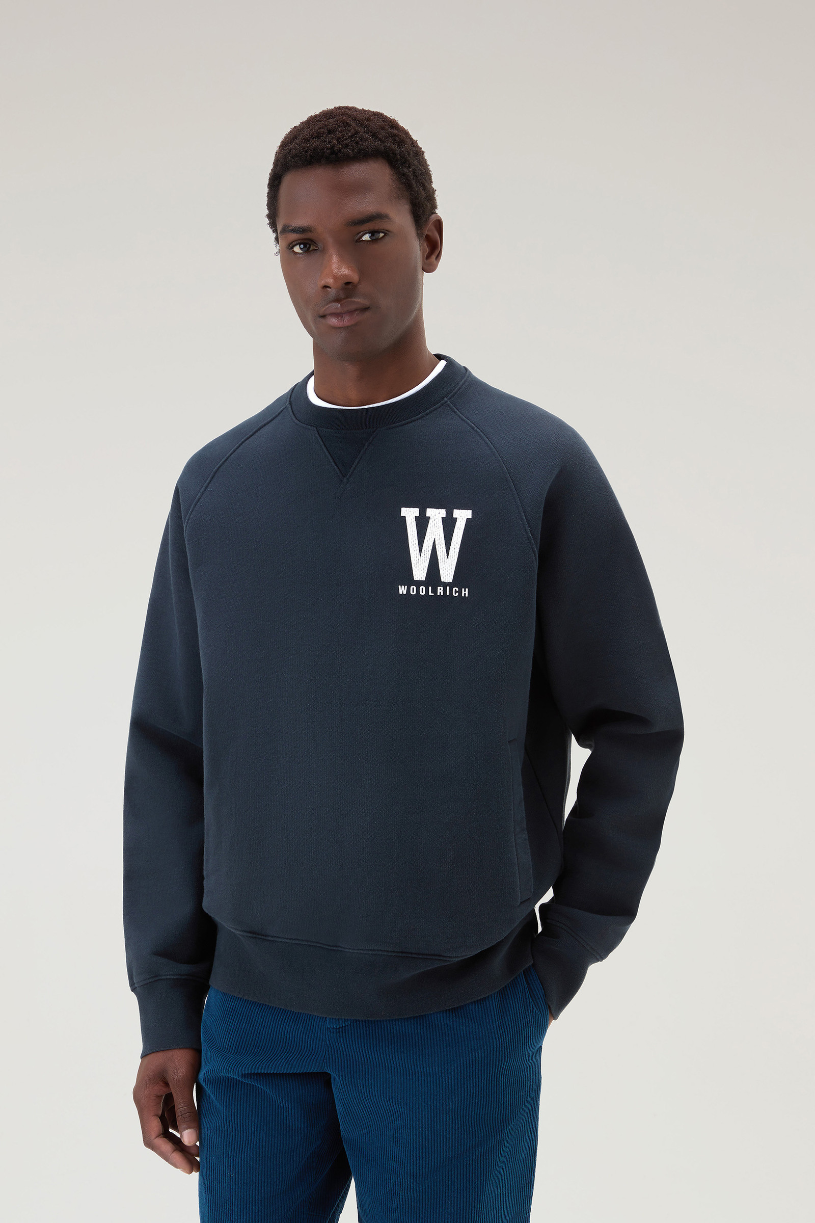 Crewneck in Pure Cotton Blue | Woolrich