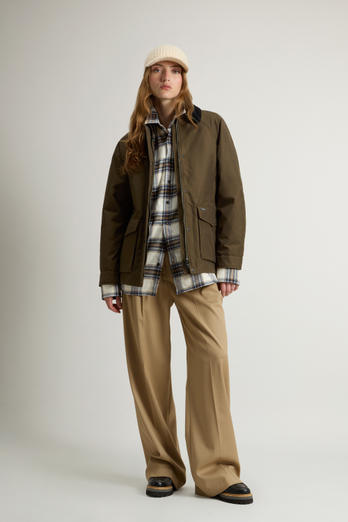 Ramar Cloth Jacket with Corduroy Collar Green | Woolrich