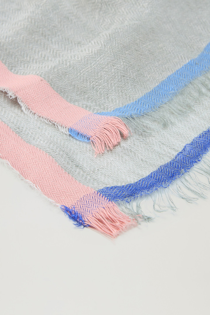 Écharpe en mélange de lin et coton avec motif color block Beige photo 3 | Woolrich