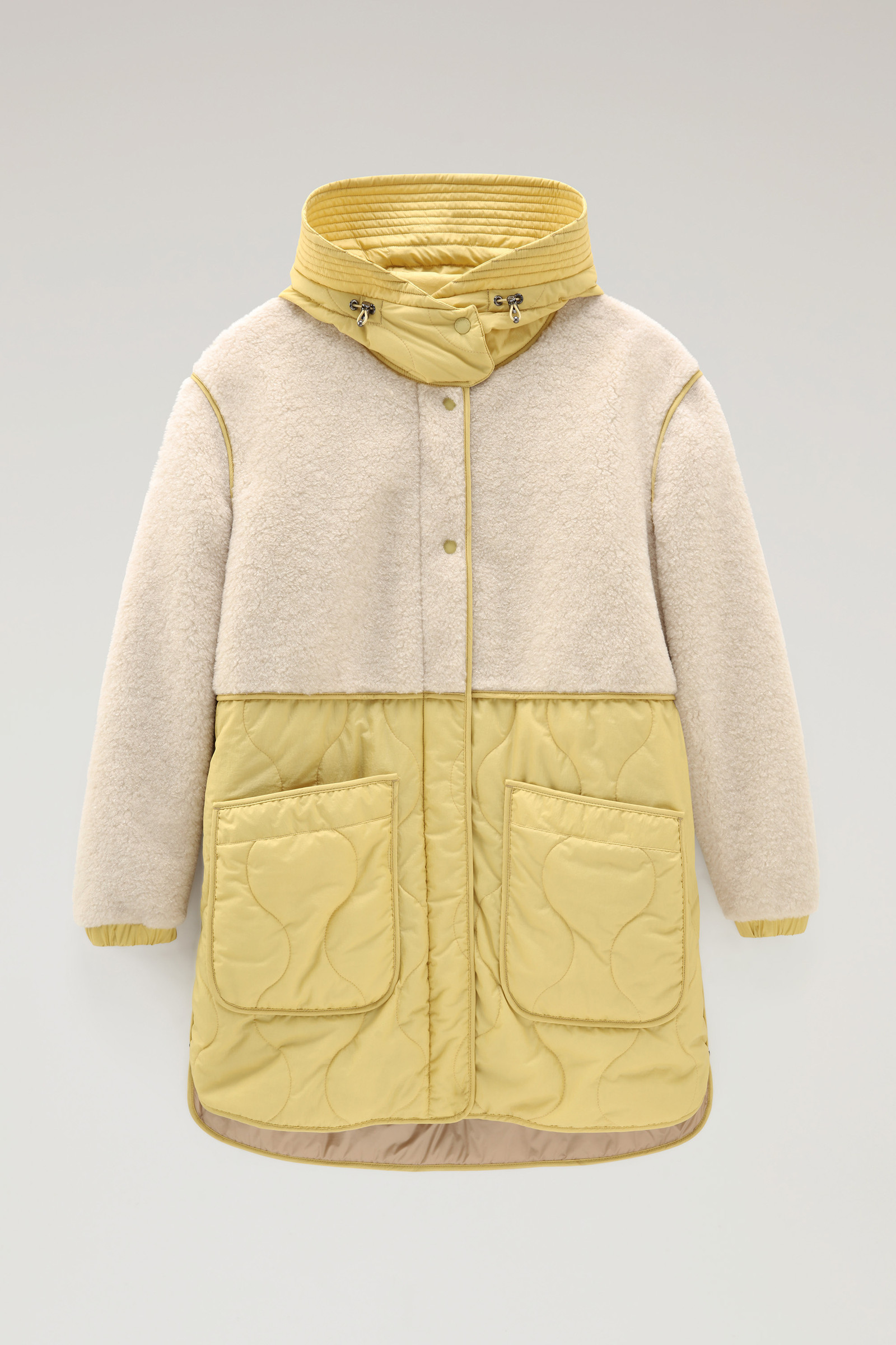 Alba Parka in Crinkle Nylon and Sherpa - Women - Yellow