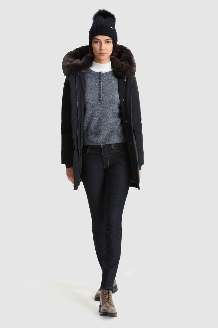 Stretch Henley Sweater in wool blend