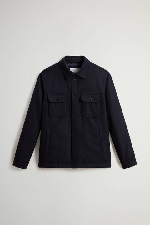 Alaskan Padded Overshirt in Melton Italian Wool Blend Blue photo 2 | Woolrich