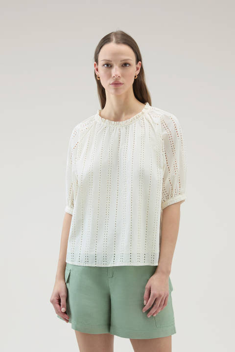 Embroidered Blouse in Pure Cotton White | Woolrich