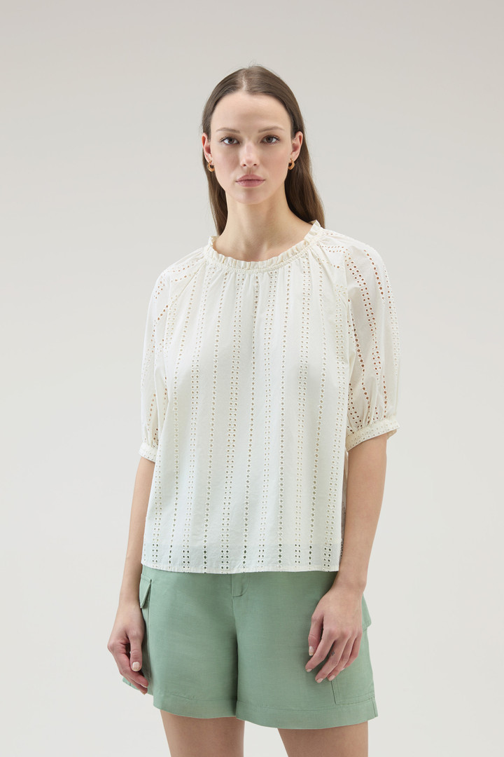 Bluse aus reiner bestickter Baumwolle Weiß photo 1 | Woolrich