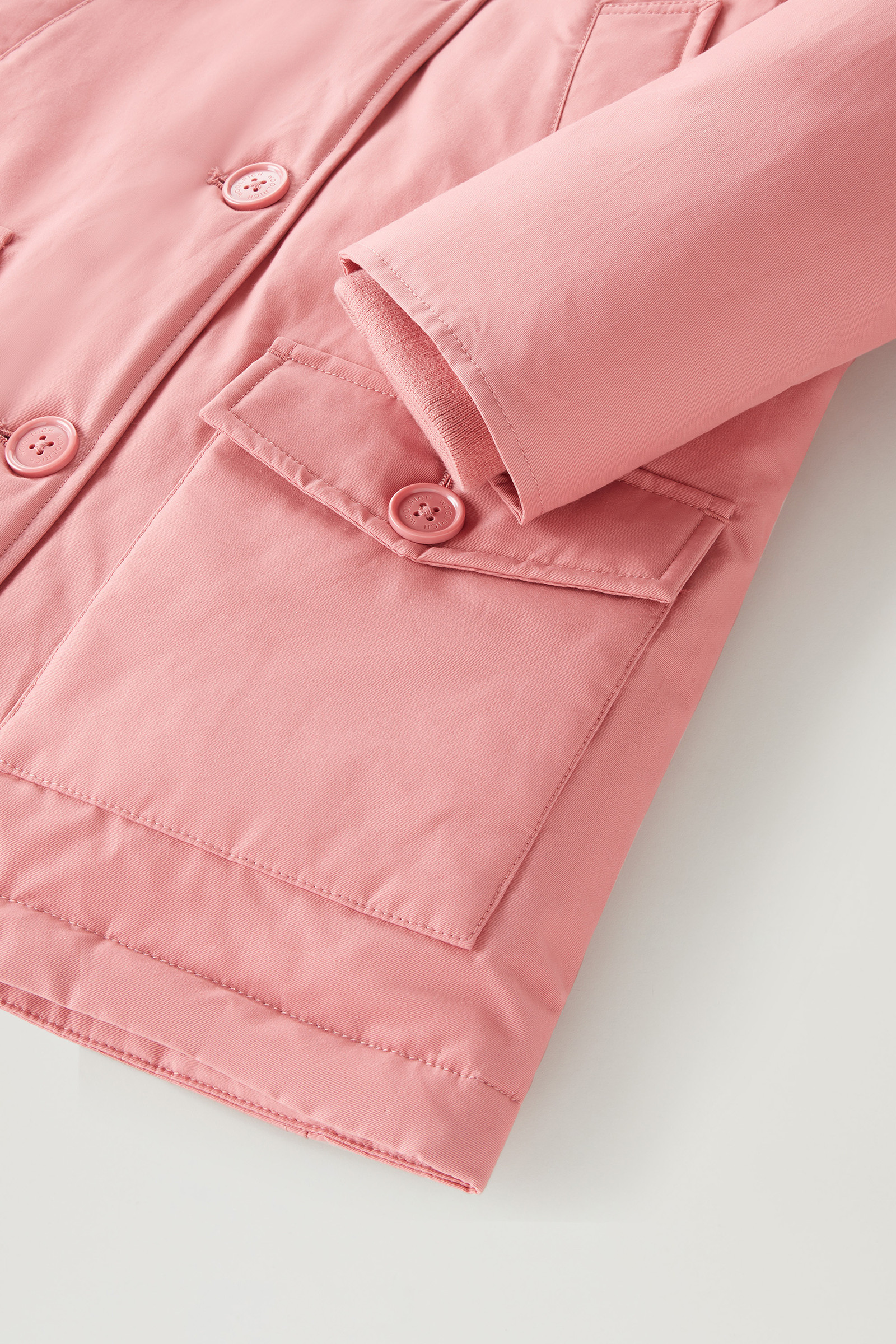 with Details Woolrich | Girl\'s Parka Pink Satin in Ramar Cloth USA Arctic
