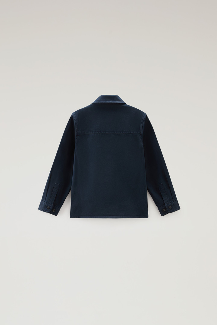 Boys' Garment Dyed Stretch Cotton Overshirt Blue photo 2 | Woolrich