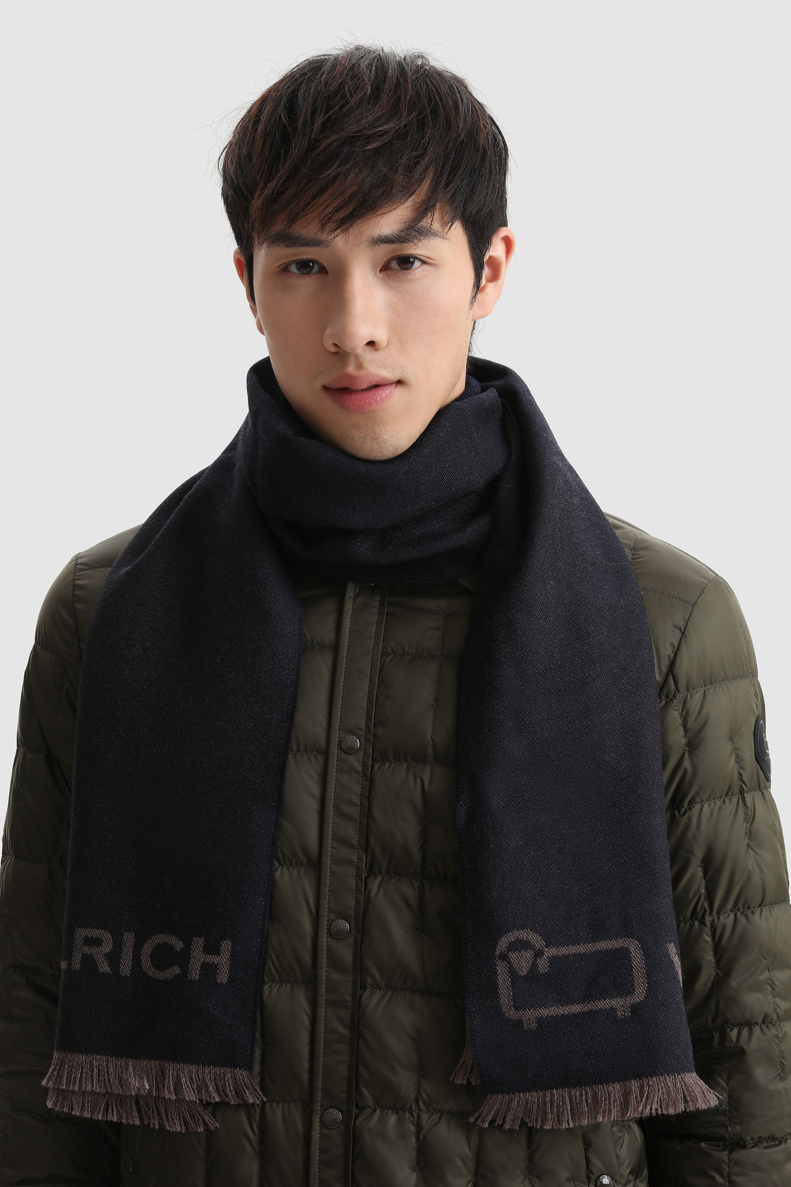 Pure Virgin Wool Scarf with Logo Blue photo 4 | Woolrich