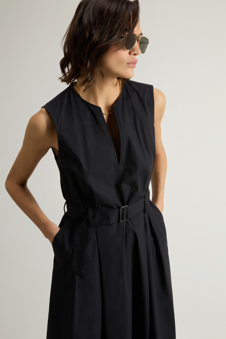 Sleeveless Dress in Pure Cotton Poplin Black photo 4 | Woolrich