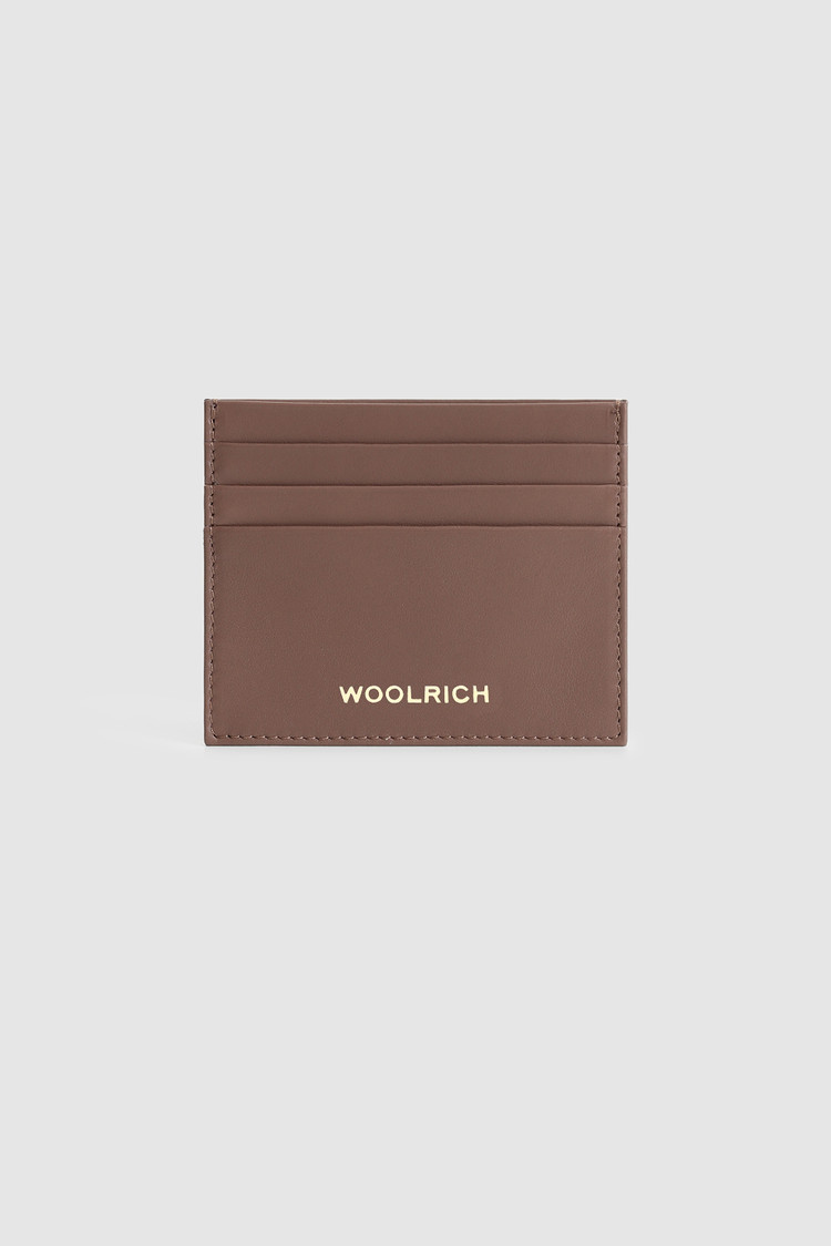 Leather Card Holder with logo and check pattern