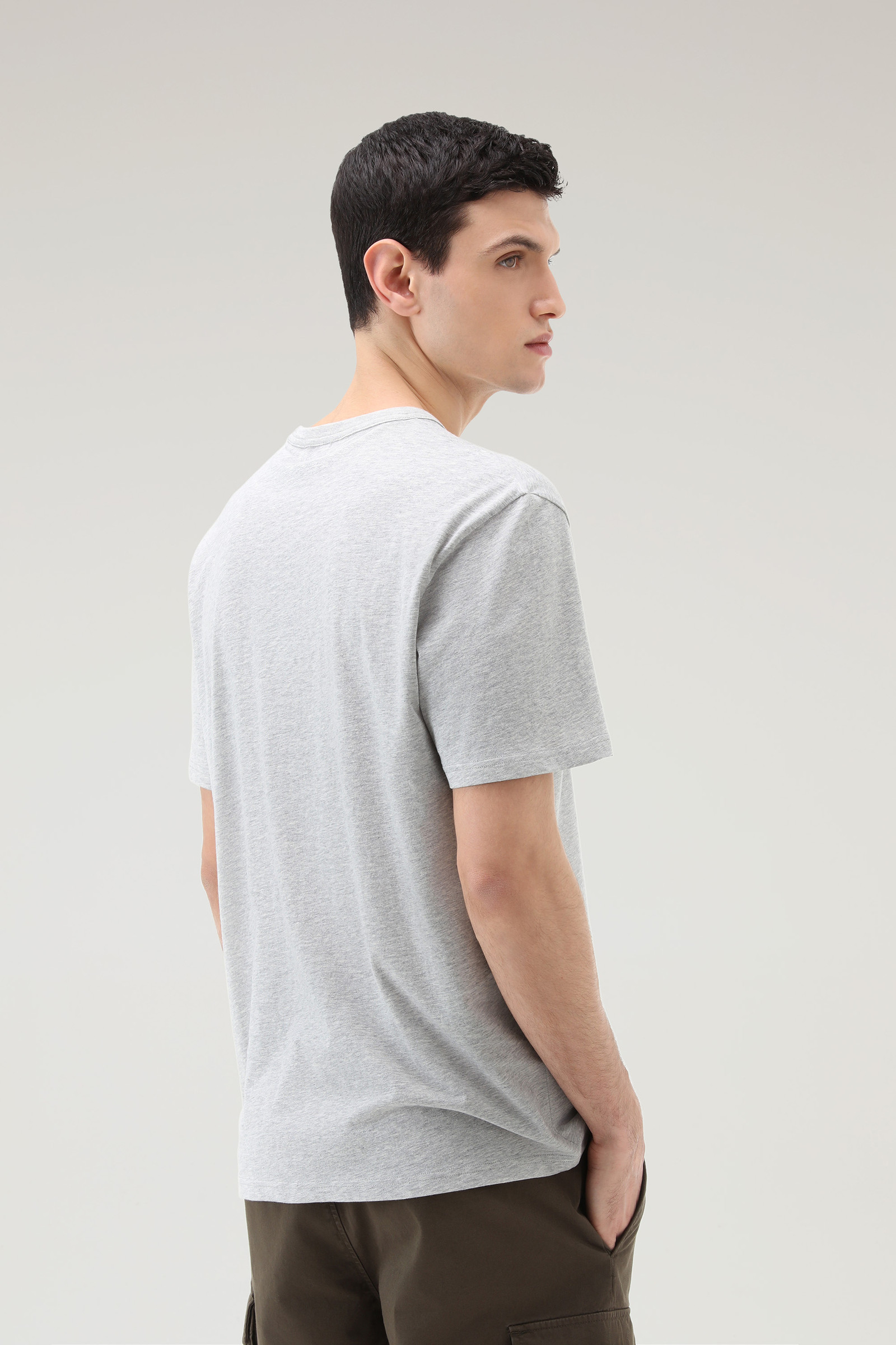 T-shirt in Pure Cotton with Chest Pocket Grey photo 3 | Woolrich