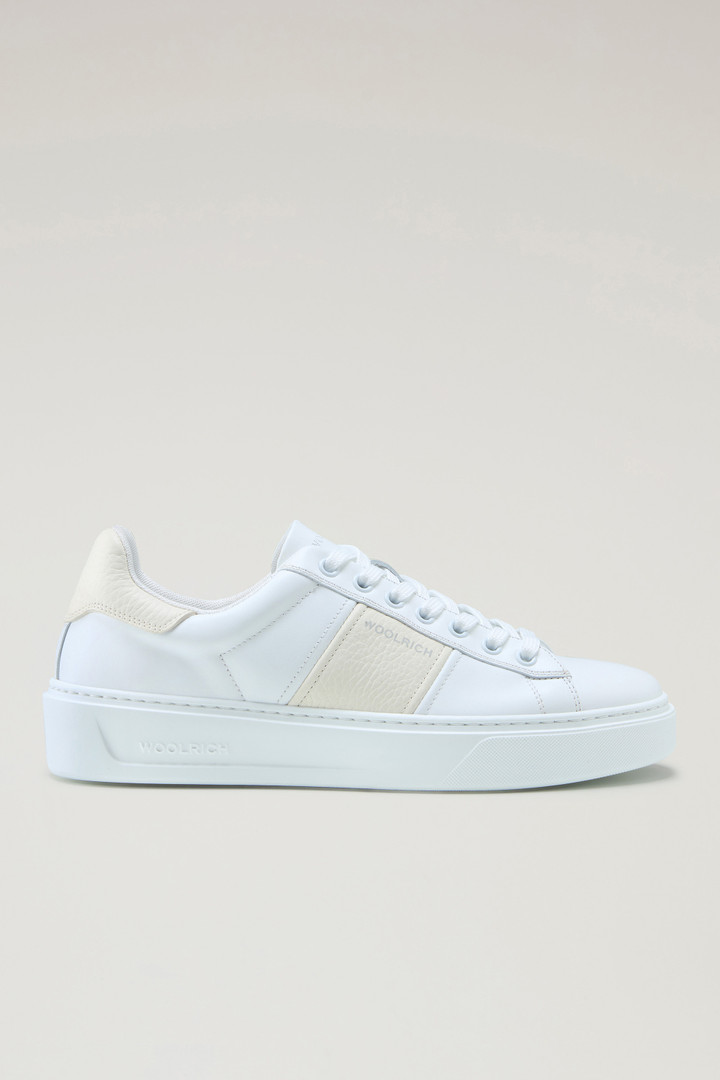 Classic Court Sneakers in Leather with Contrasting Stripe White photo 1 | Woolrich