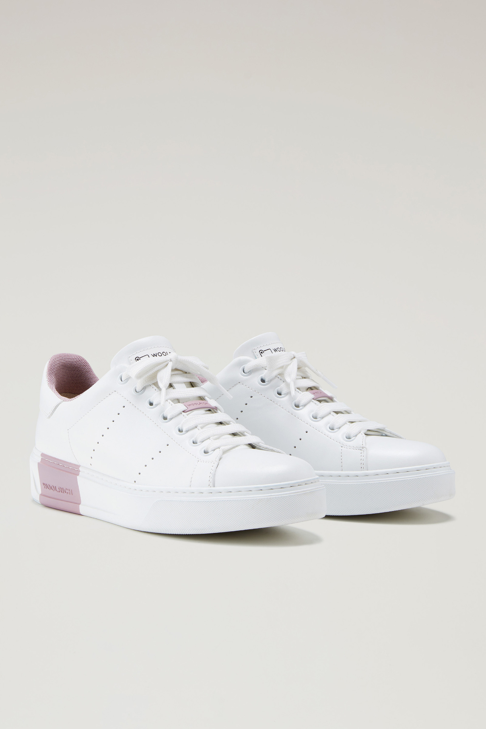 Classic Court-sneakers van zacht leer met contrasterende voering roze photo 2 | Woolrich