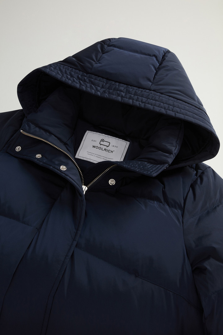 Hooded Alsea Down Jacket in Stretch Nylon Blue photo 6 | Woolrich