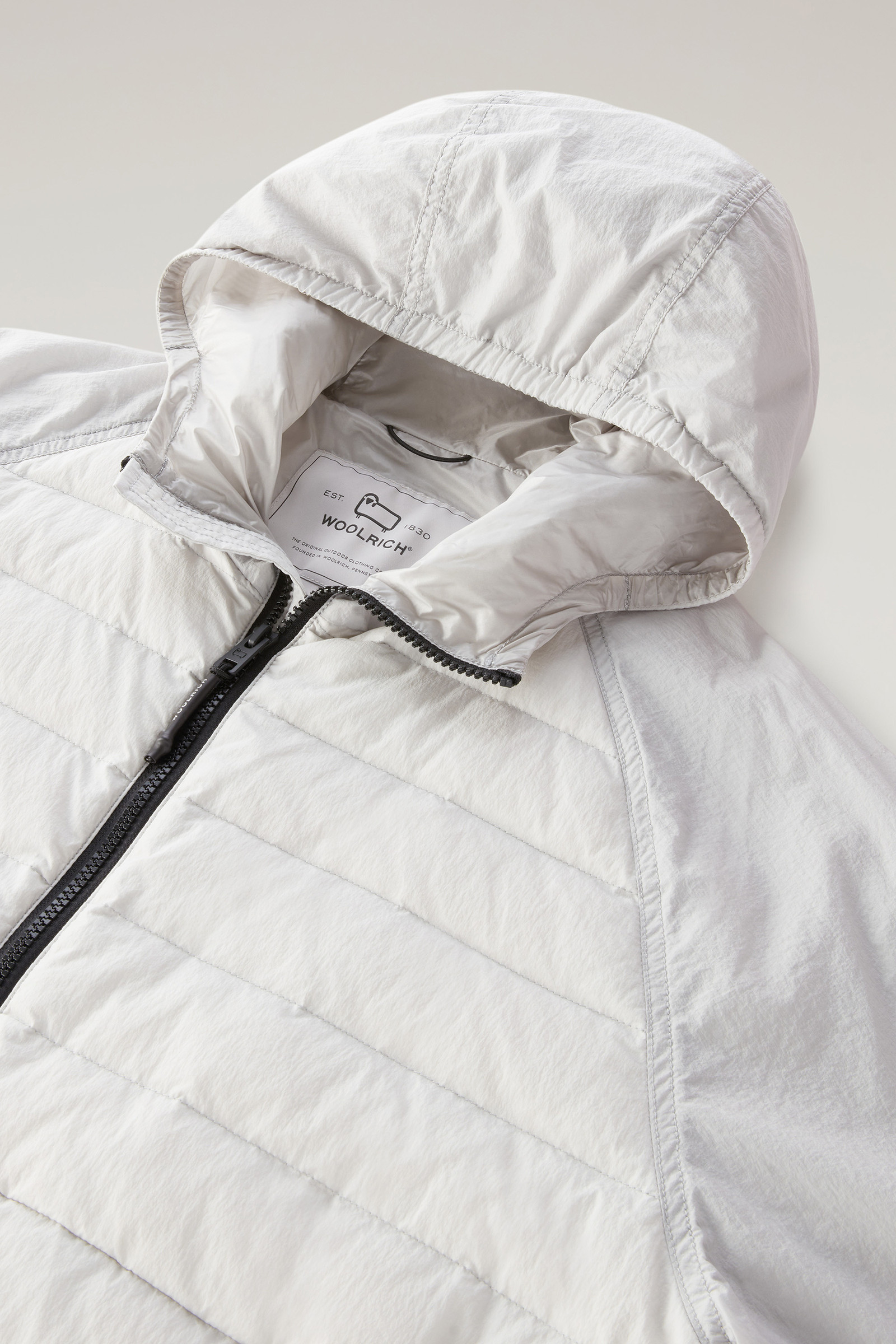 Veste Hybrid en nylon crinkle avec matelassage sur le devant et capuche blanc photo 6 | Woolrich