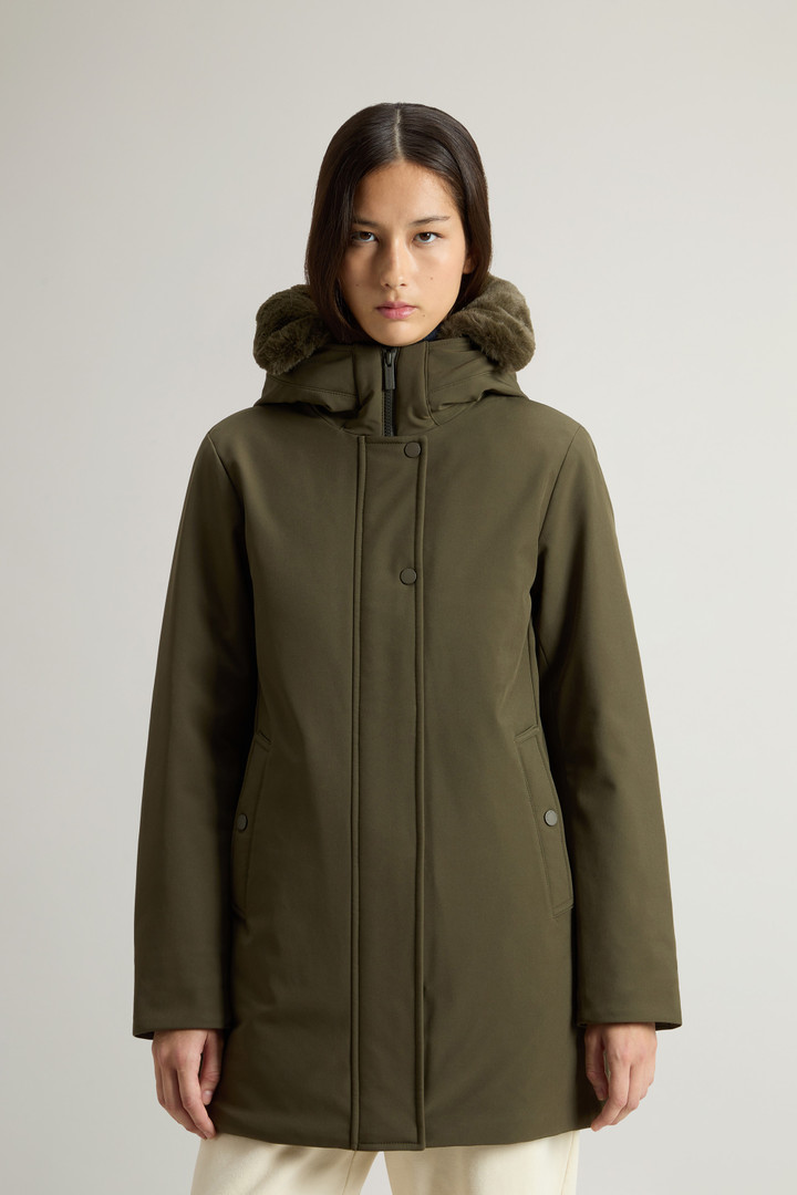 Firth Parka in Tech Softshell with Removable Faux Fur Collar Green photo 1 | Woolrich