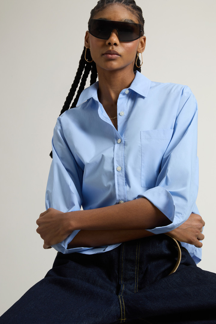 Shirt in Pure Cotton Poplin Blue photo 4 | Woolrich