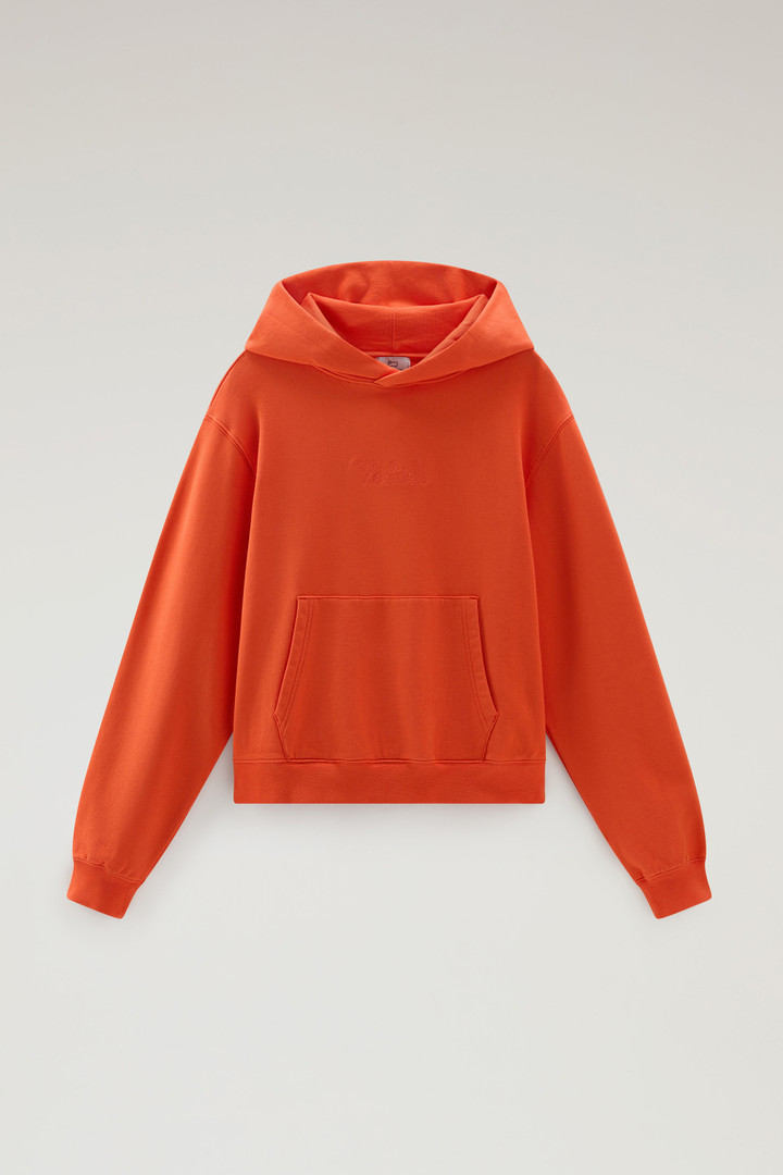 Sweat-shirt en pur coton à capuche et logo brodé Orange photo 5 | Woolrich