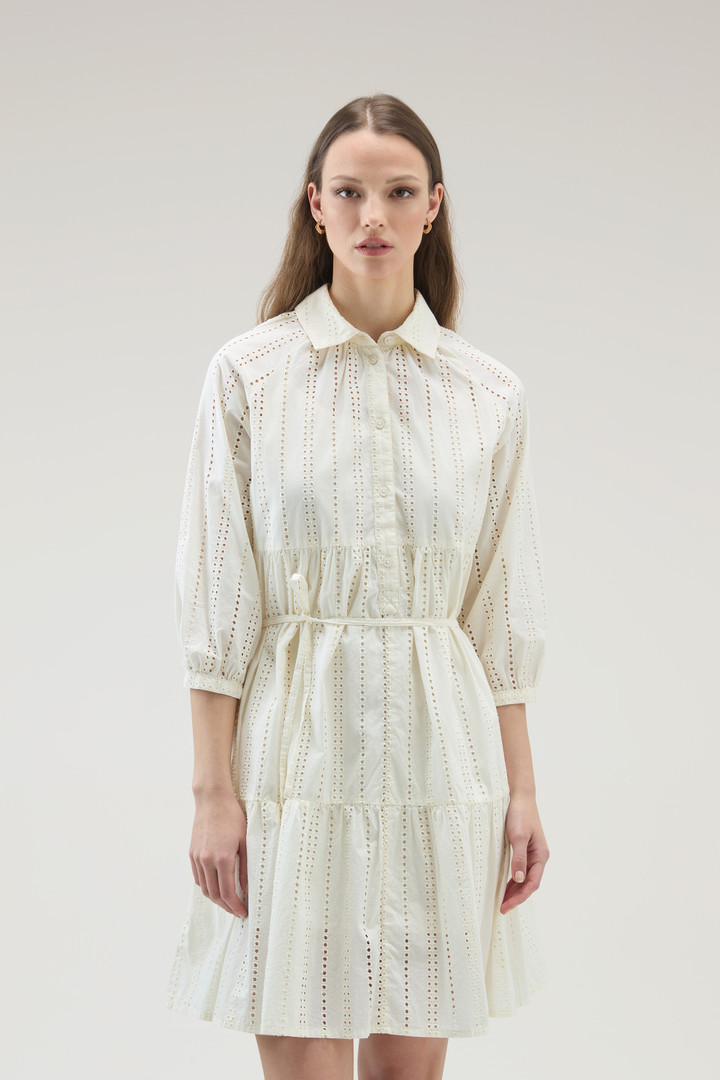 Vestido corto de algodón puro bordado Blanco photo 1 | Woolrich