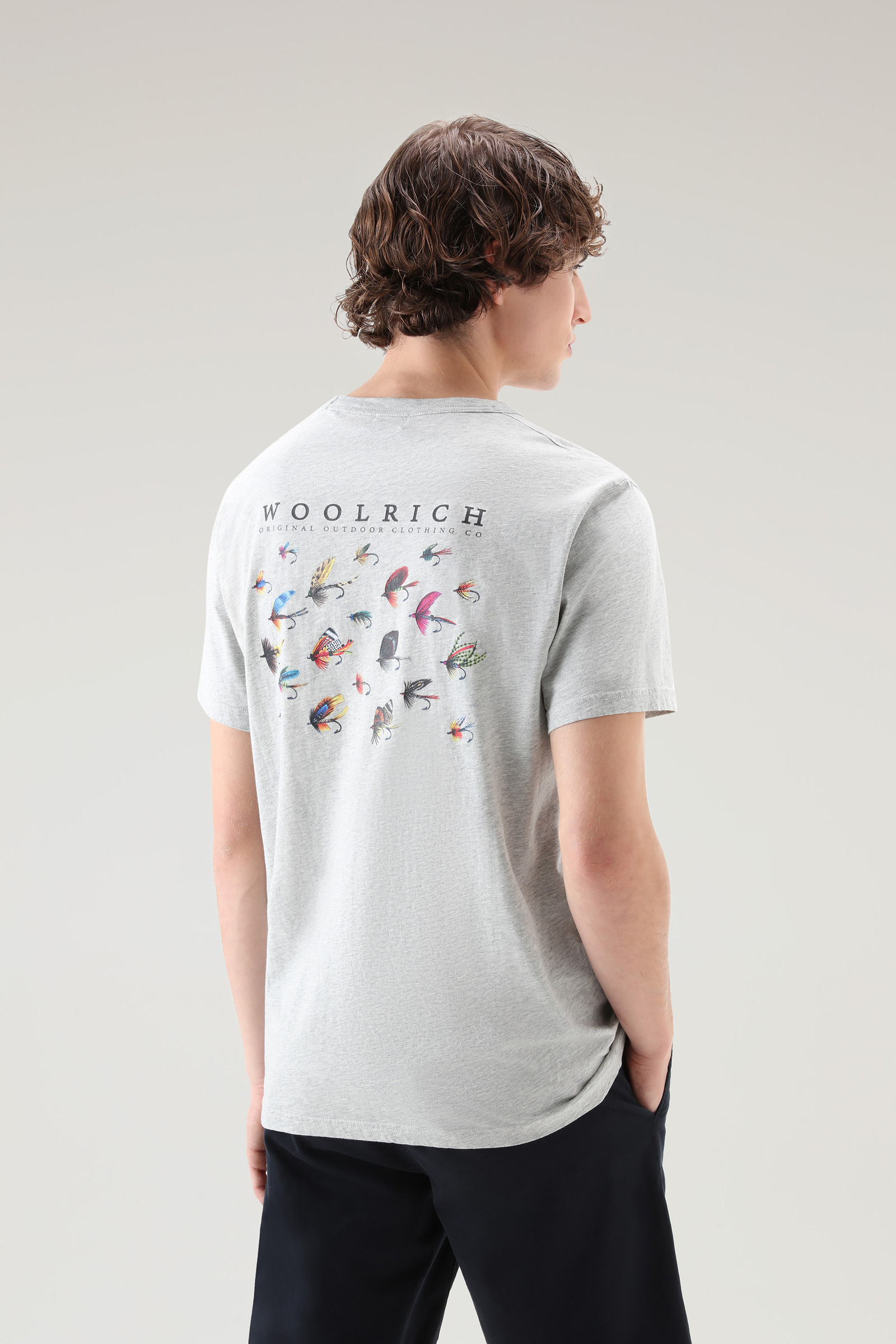 Lakeside T-shirt in Pure Cotton Jersey with Back Print Grey photo 3 | Woolrich