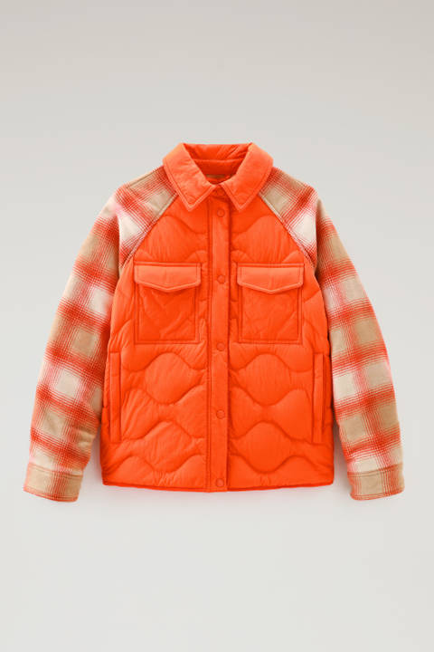 Crinkle Nylon Alba Overshirt with Wool Sleeves Red | Woolrich