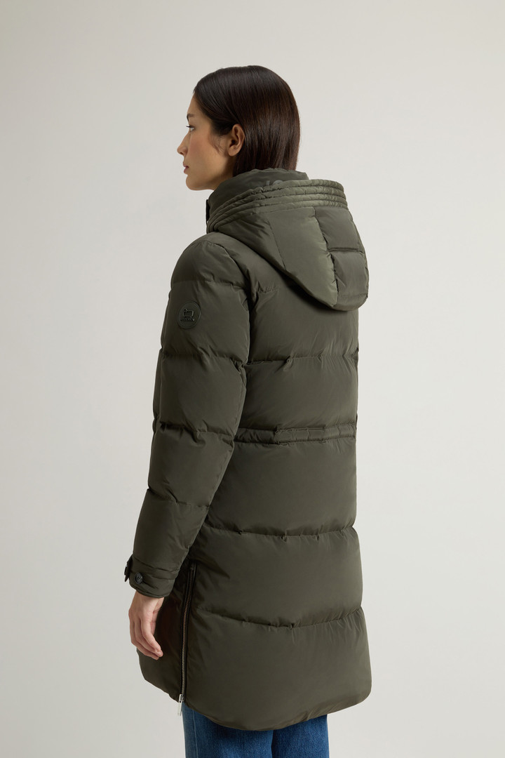Hooded Alsea Down Jacket in Stretch Nylon Green photo 3 | Woolrich
