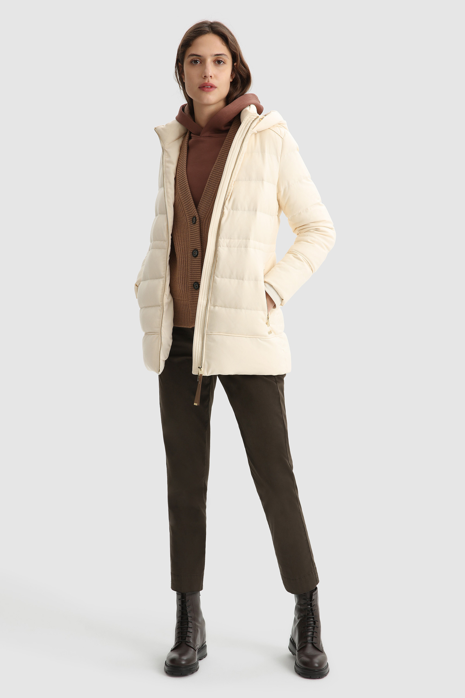 Luxury Parka en seda y lana virgen italiana confeccionado con tejido Loro Piana