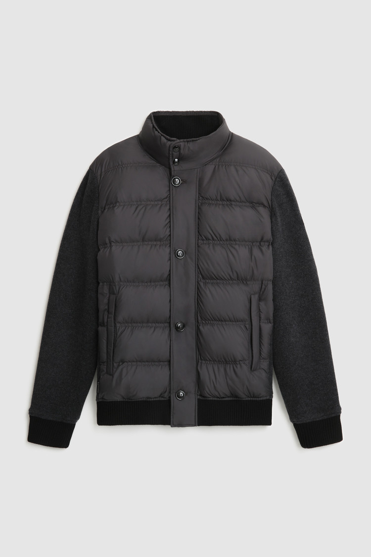 Sweater met volledige rits, gewatteerd en met gebreide mouwen