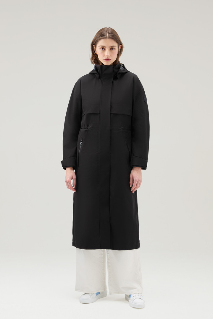 Waterproof Parka in Light Stretch Fabric with a Detachable Hood Black photo 1 | Woolrich