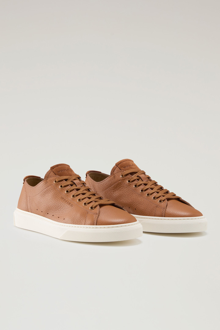 Cloud Court Sneakers in Tumbled Leather Brown photo 2 | Woolrich