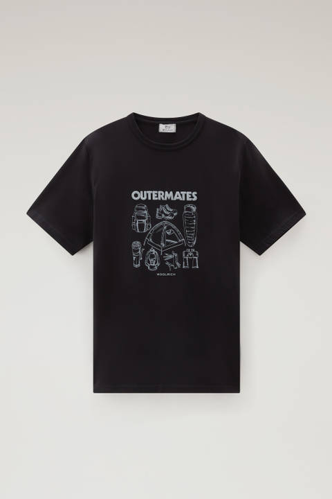 Pure Cotton T-Shirt with Outermates Print Black photo 2 | Woolrich