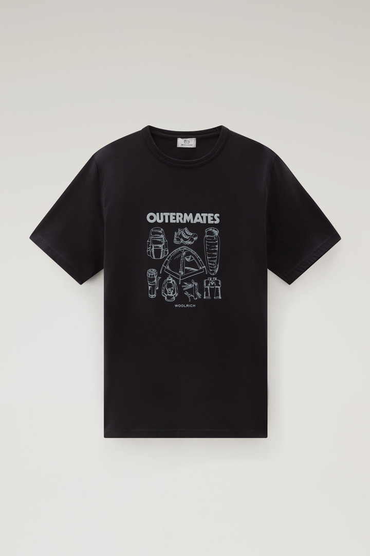 Pure Cotton T-Shirt with Outermates Print Black photo 5 | Woolrich
