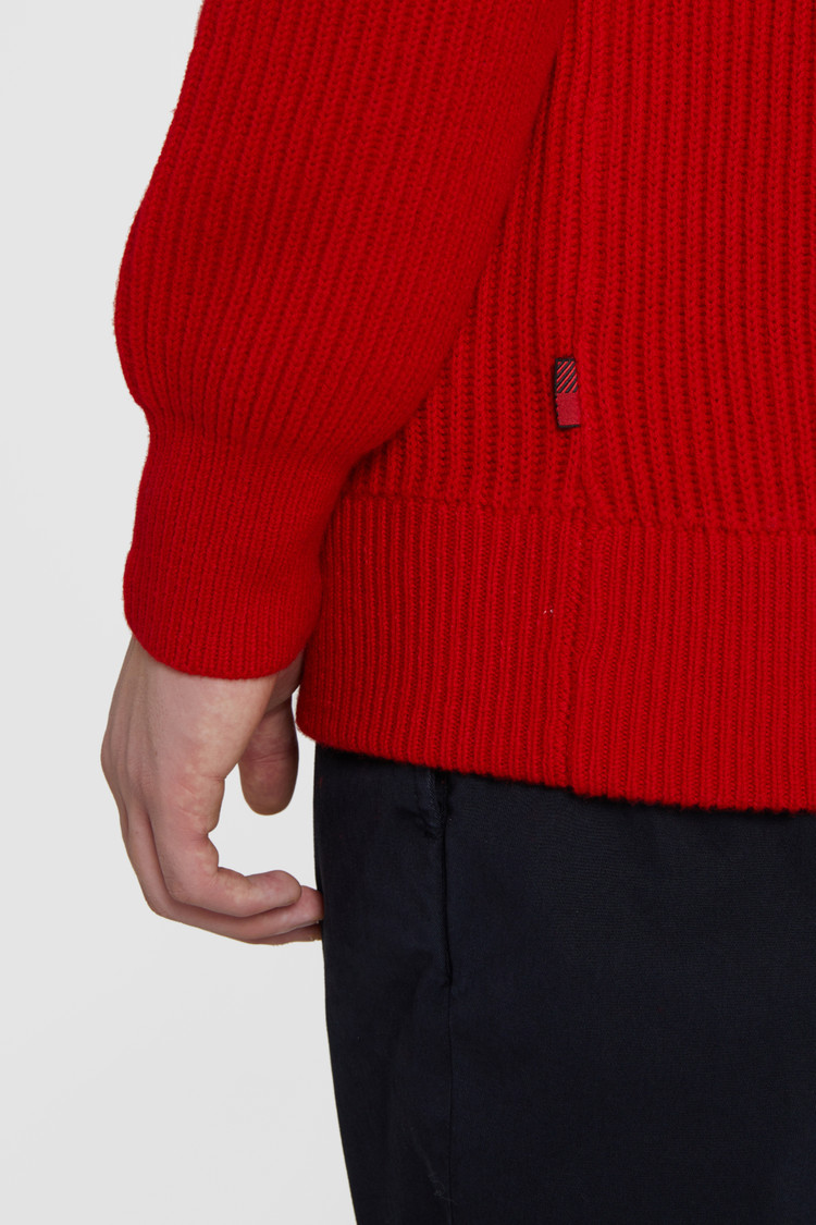 Rib-stitched wool crewneck sweater