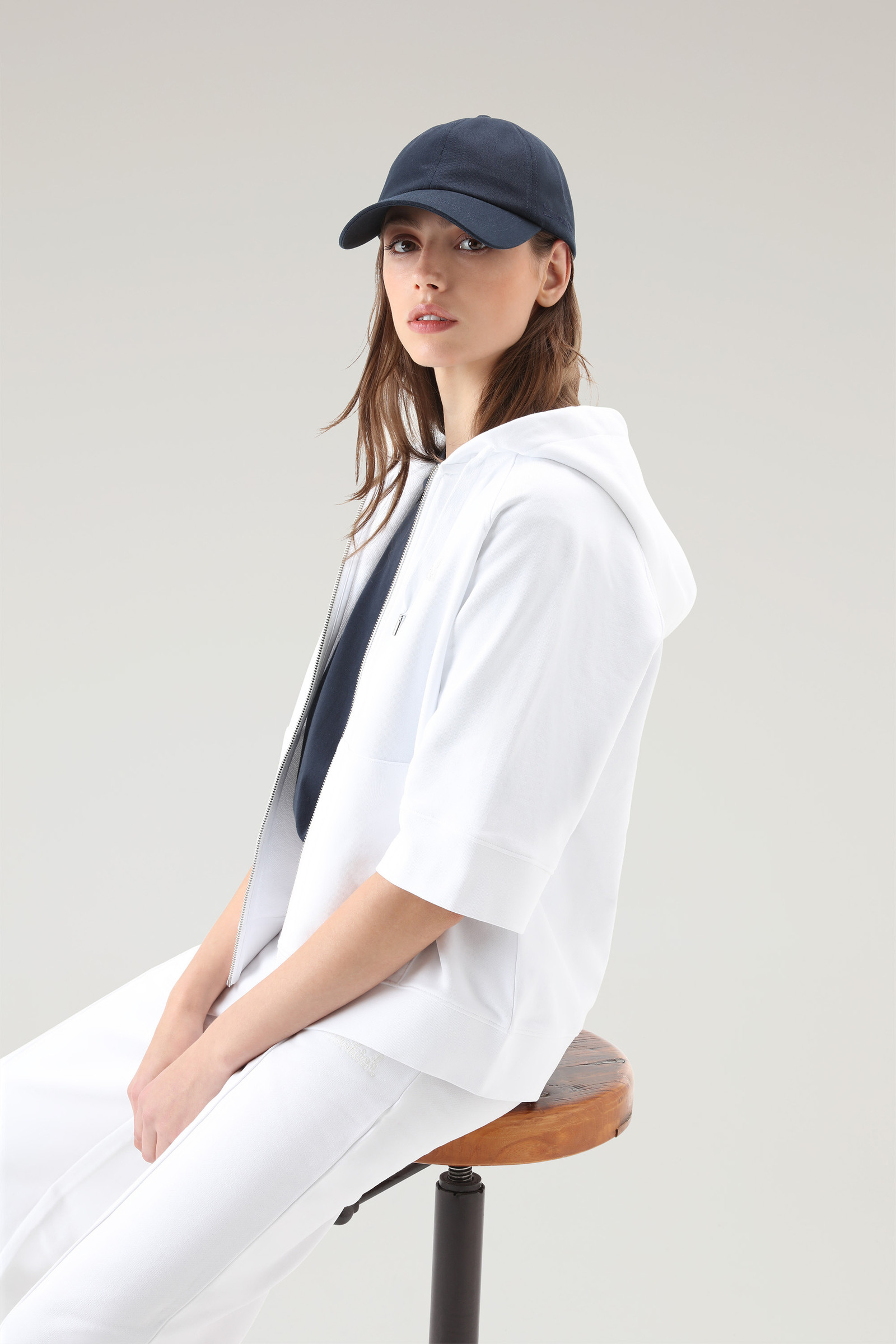 Pure Cotton Hoodie with Three Quarter Sleeves White photo 4 | Woolrich