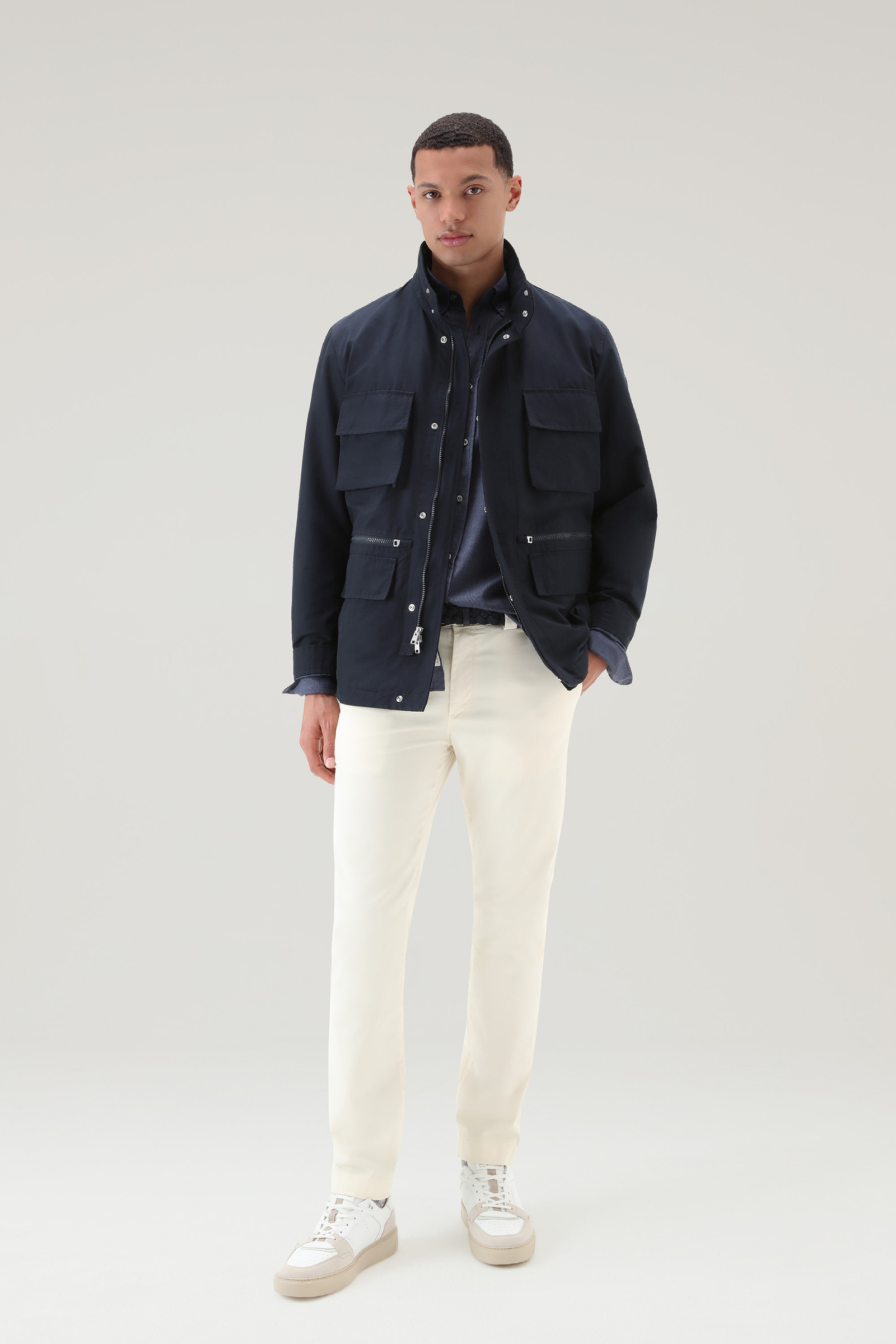 Cruiser Field Jacket in Light Eco Ramar with Foldable Hood Blue photo 2 | Woolrich