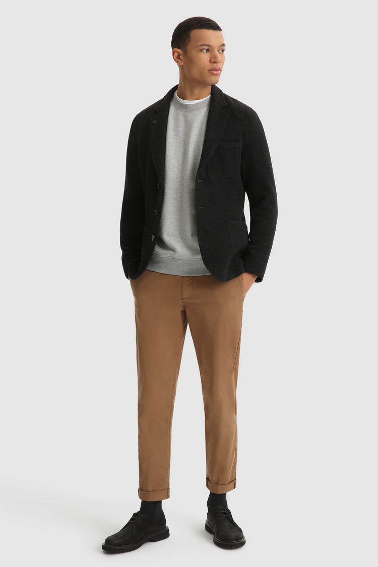 Amerikaanse sweater met ronde hals van geborsteld katoen
