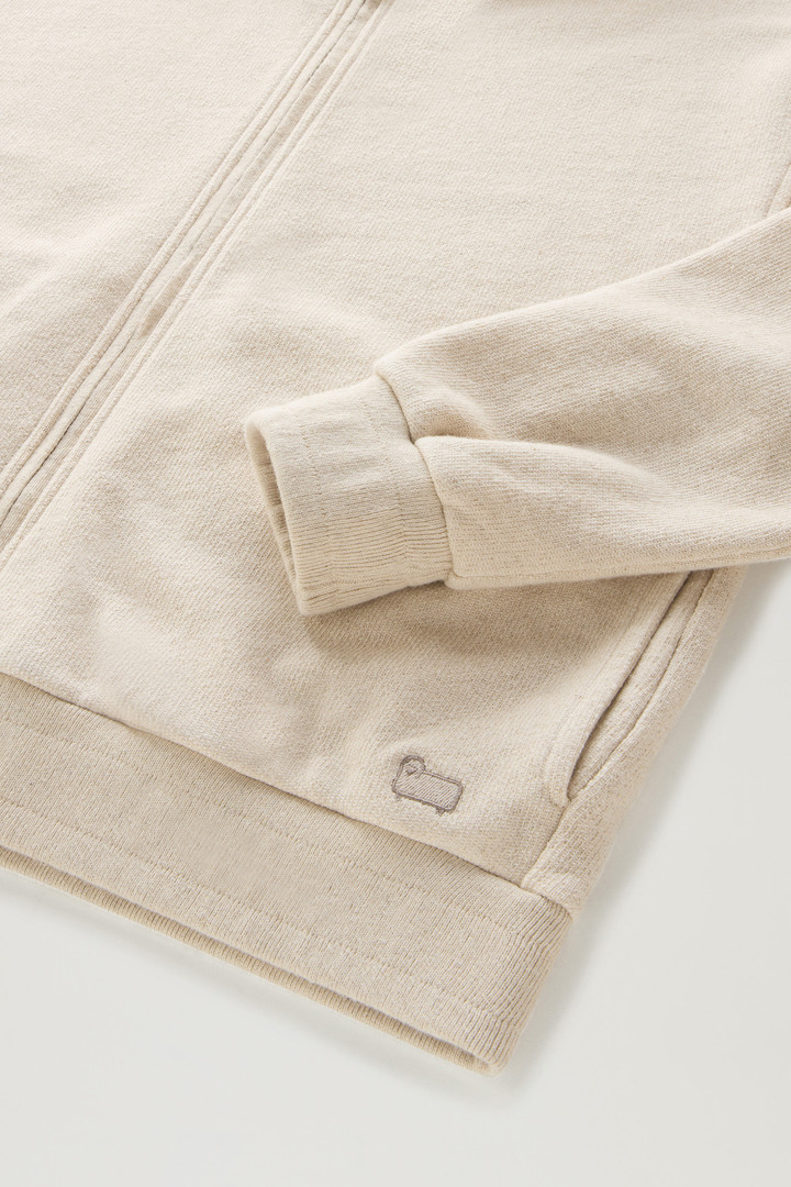 Sweat-shirt à capuche zippé en coton et lin mélangés Beige photo 7 | Woolrich