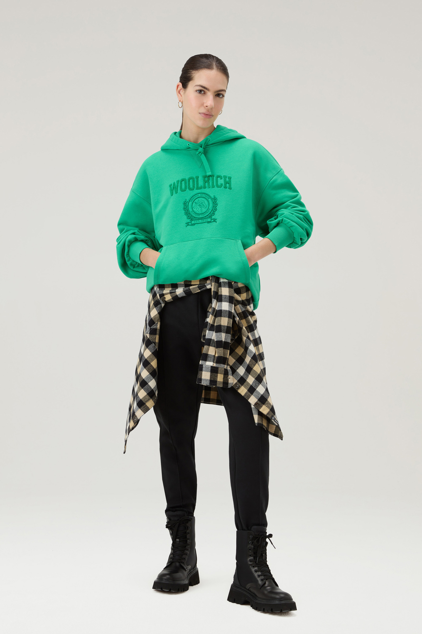 Ivy Hoodie in Cotton Blend Green photo 2 | Woolrich