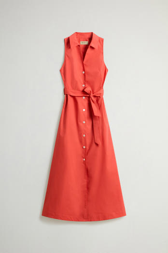 Vestido camisero de popelina de puro algodón con cinturón Rojo photo 1 | Woolrich