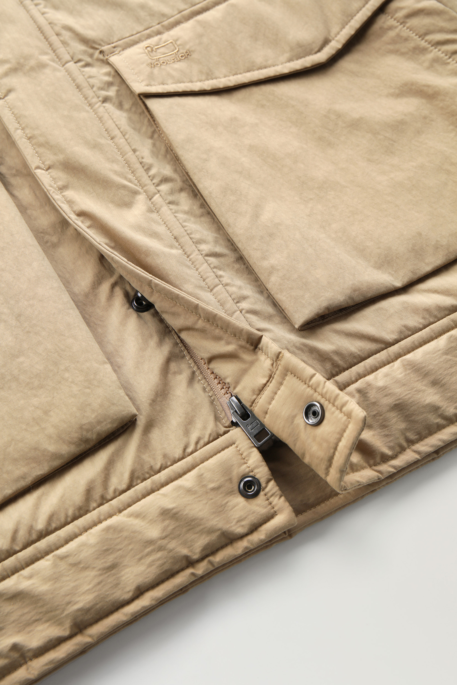 Men's Ripstop Trucker Jacket with Sherpa Wool Lining Beige | Woolrich USA