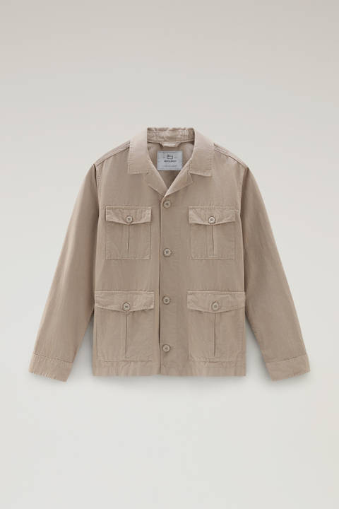 Garment-Dyed Safari Shirt Jacket in Cotton-Linen Blend Beige photo 2 | Woolrich
