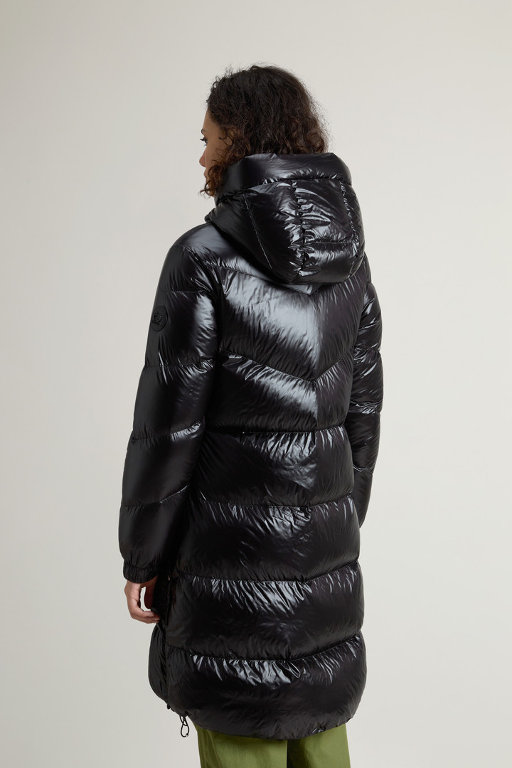 Lange Aliquippa Daunenjacke aus glänzendem Nylon Schwarz photo 3 | Woolrich