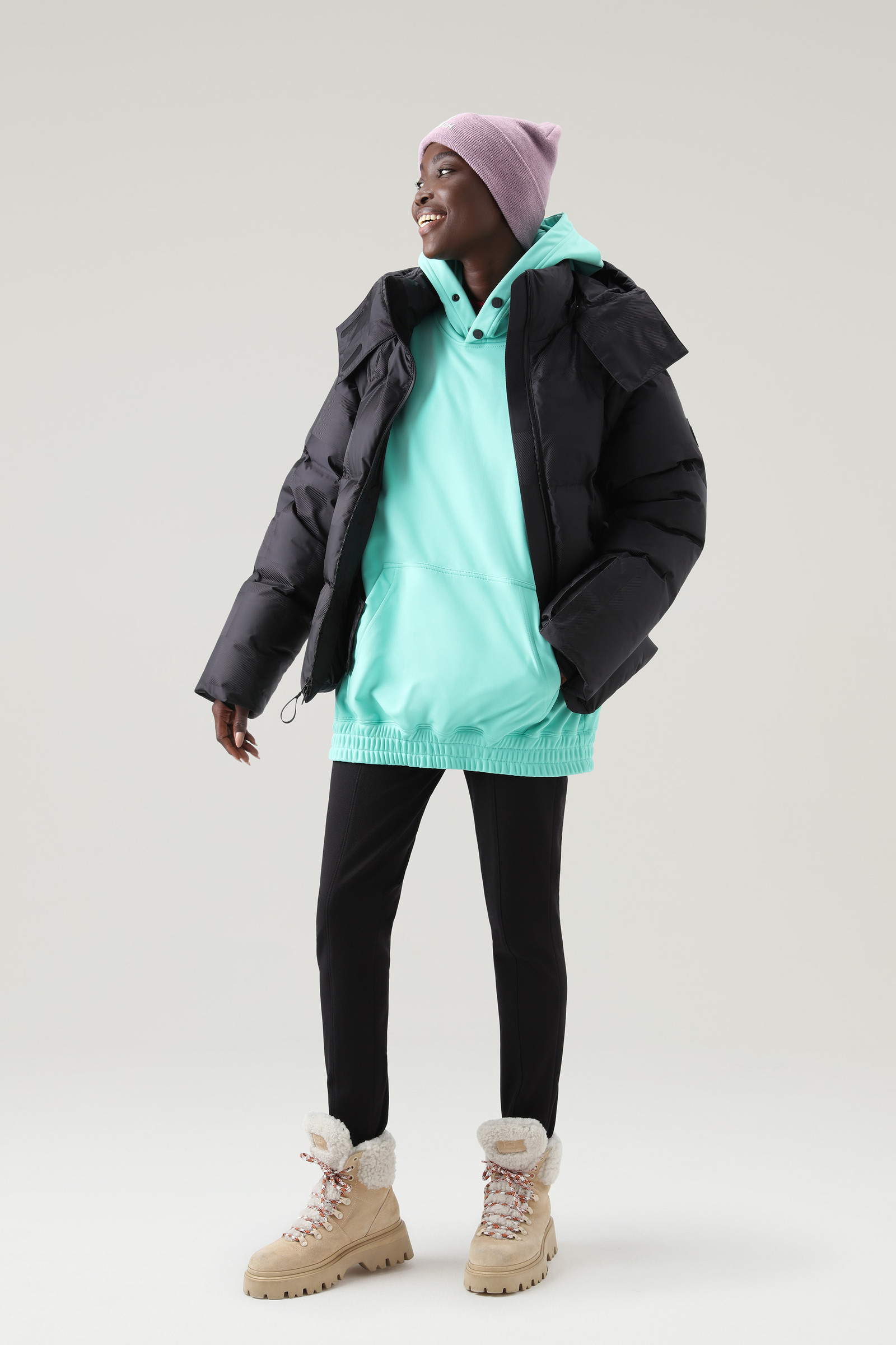 Sweatshirt aus technischem Gewebe mit Kapuze Grün | Woolrich