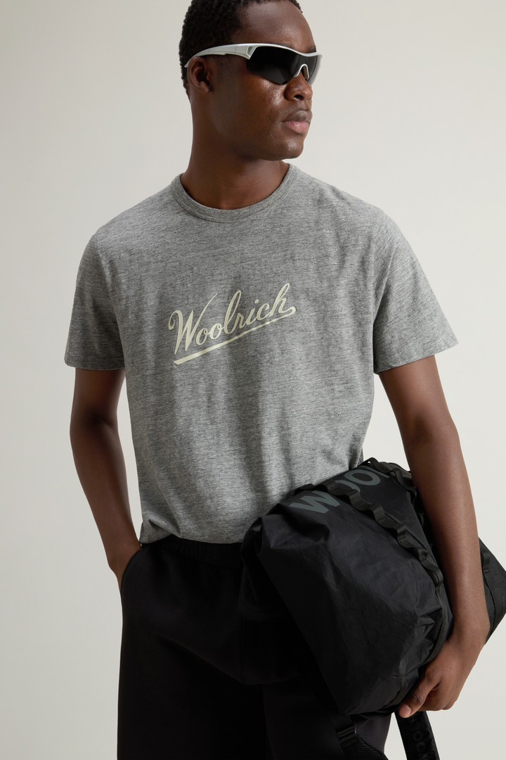 T-Shirt in Pure Cotton Mouliné Gray photo 4 | Woolrich