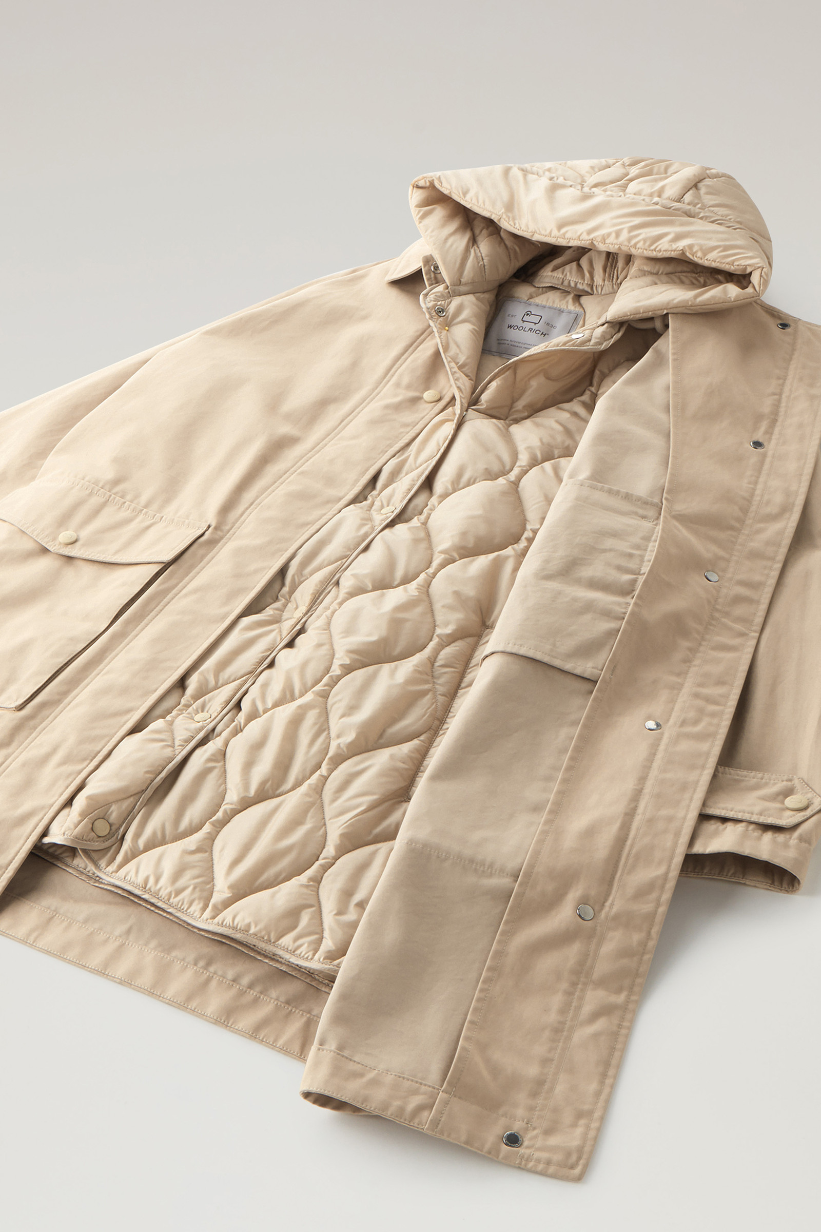 3-in-1 Sideline Parka in Soft Byrd Cotton with Detachable Padded Vest Beige photo 13 | Woolrich