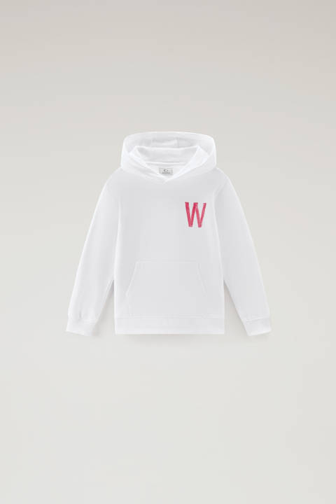 Sweat-shirt à capuche pour garçon en pur coton Blanc | Woolrich