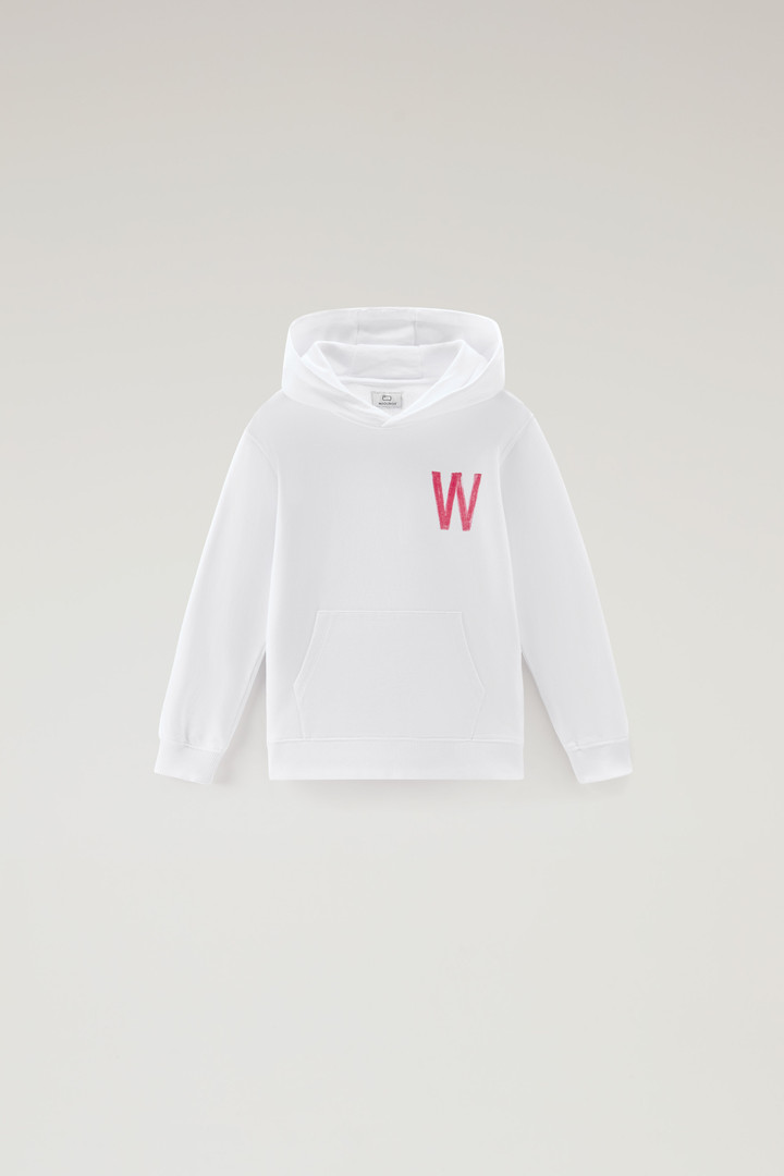 Sweat-shirt à capuche pour garçon en pur coton Blanc photo 1 | Woolrich