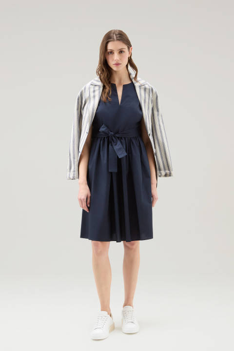 Short Dress in Pure Cotton Poplin Blue | Woolrich