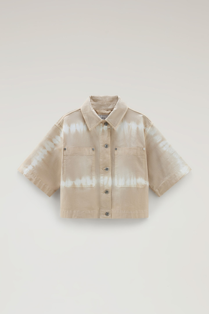 Giacca a camicia tie dye in twill di cotone elasticizzato Beige photo 5 | Woolrich