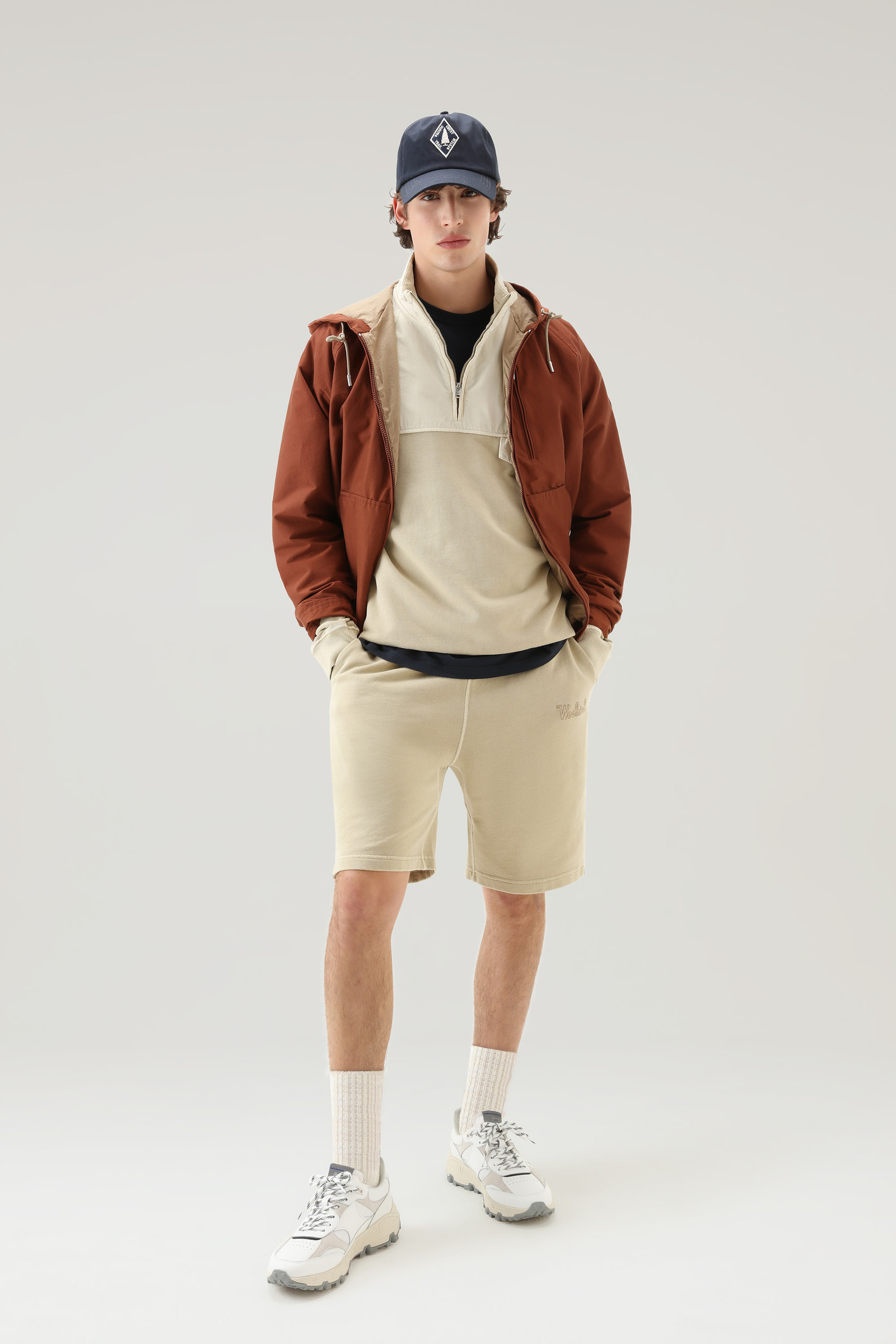 Sweatshirt in Garment-Dyed Cotton and Poplin Cotton Beige photo 2 | Woolrich