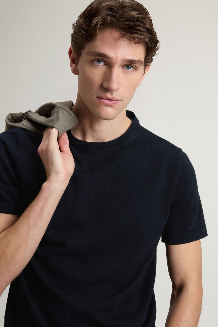 Short-Sleeved Pure Cotton Sweater Blue photo 4 | Woolrich